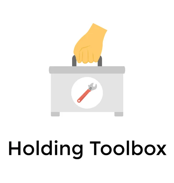 Holding Tool Box Flat Icon — Stock Vector