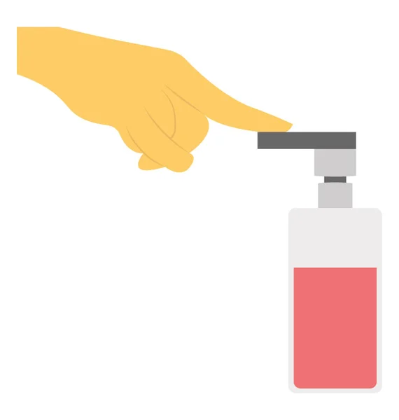 Platte Pictogram Van Een Hand Wash Vloeibaar Fles — Stockvector