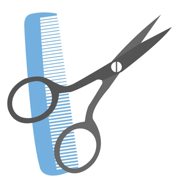 Comb Scissor Flat Icon Vector — Stock Vector