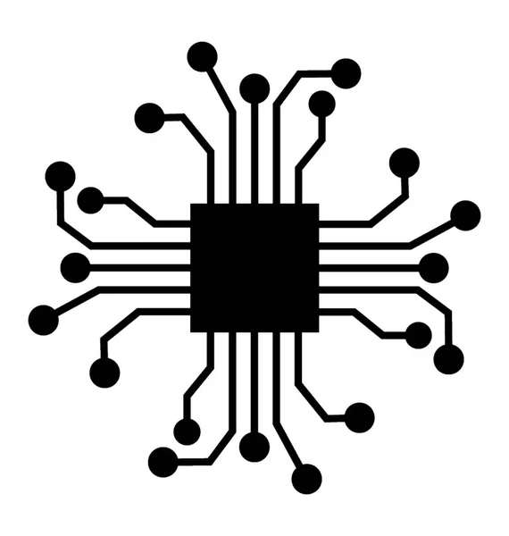 Ícone Sólido Rede Neural Projeto Microchip — Vetor de Stock
