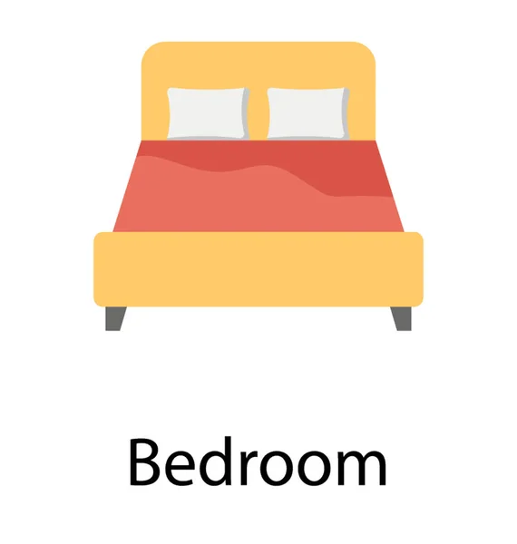 Slaapkamer Platte Vector Pictogram — Stockvector