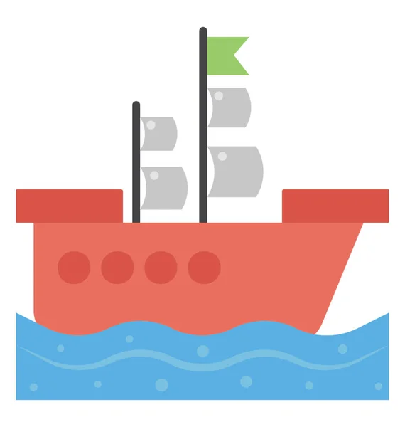 Flat Vector Icon Pirate Ship — Stock Vector