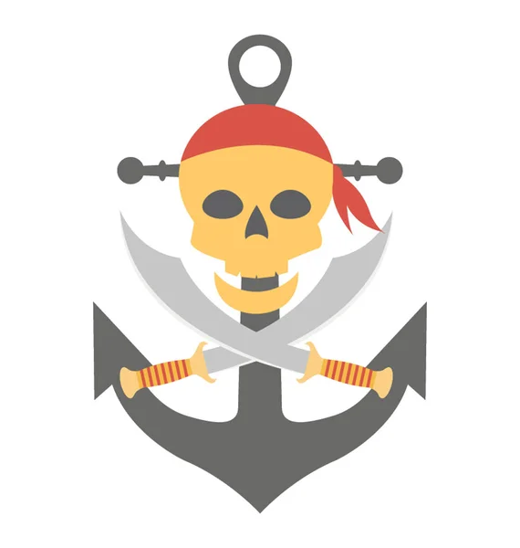 Плоская Векторная Икона Пиратского Черепа — стоковый вектор
