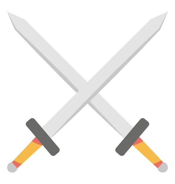 Icono Vector Plano Espada Cruzada — Vector de stock