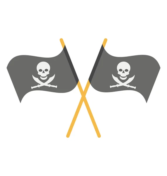 Ícone Plano Bandeira Pirata Cruzada — Vetor de Stock