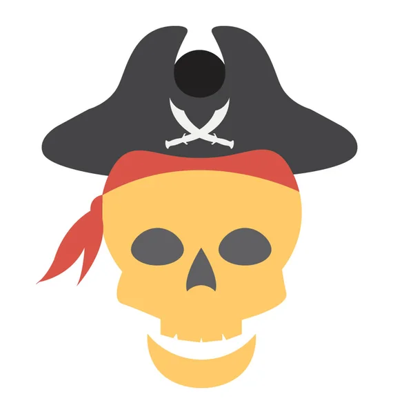 Ícone Vetor Plano Pirata — Vetor de Stock