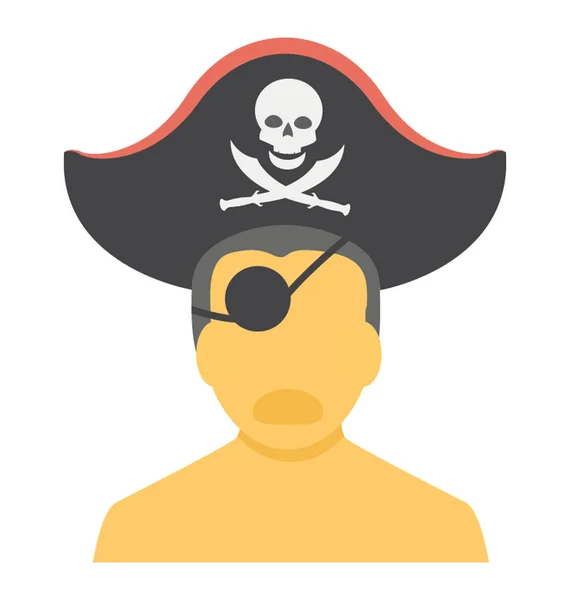 Ícone Vetorial Plano Pirata — Vetor de Stock