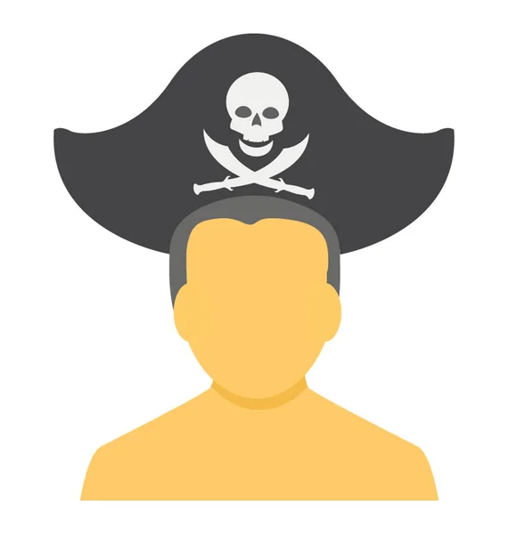 Ícone Vetorial Plano Pirata — Vetor de Stock