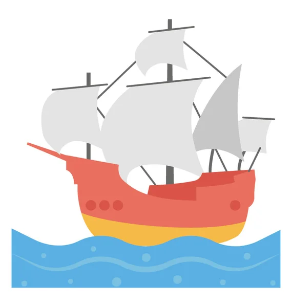 Ícone Vetorial Plano Navio Pirata — Vetor de Stock
