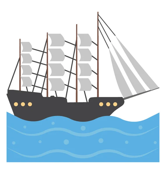 Icono Vector Plano Barco Pirata — Vector de stock