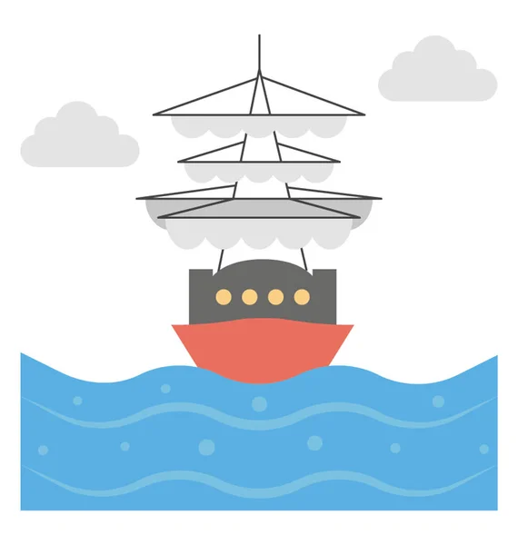 Flat Vector Icon Pirate Ship — Stock Vector