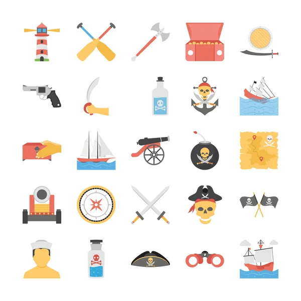 Pirates Flat Icons Pack — Stock Vector