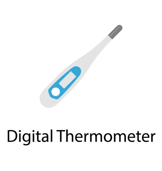 Plochá Vektorové Ikony Digitálního Teploměru — Stockový vektor