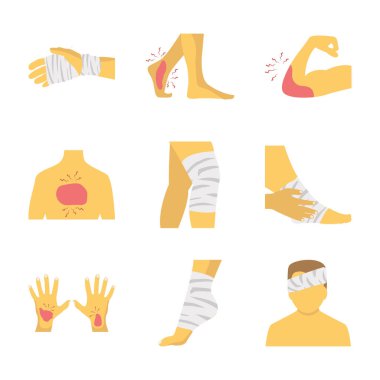 İnsan fiziksel yaralanma düz vektörler kümesi