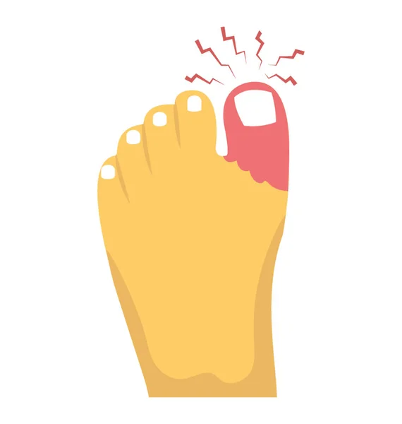 Big Toe Injured Flat Icon Design — Stock Vector