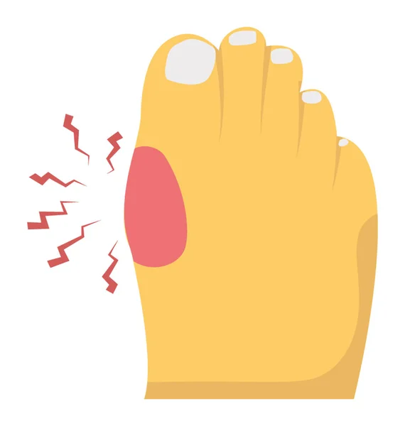 Big Toe Injured Flat Icon Design — Stock Vector