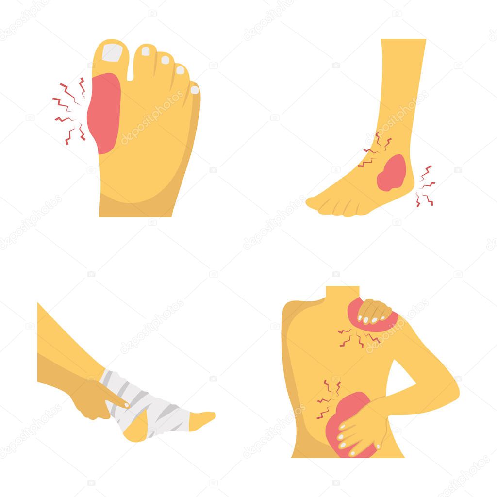 Human Physical Injury Flat Icons Pack 