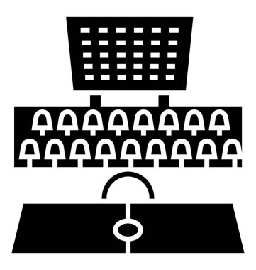 Futbol stadyumu glif vektör simgesi 