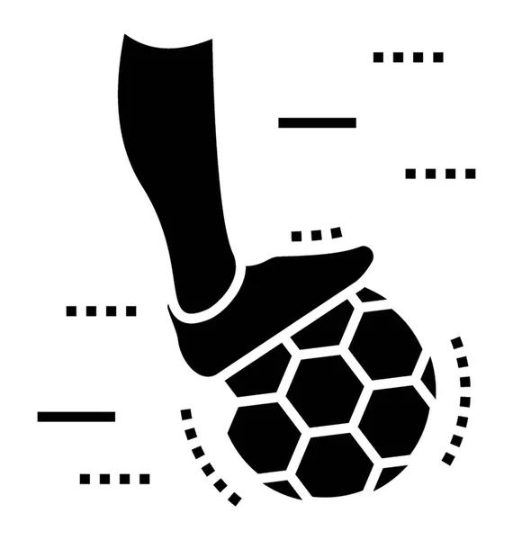 Kicking Football Glyph Vector Icon — Stock Vector