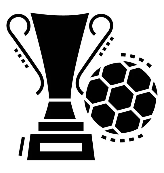 Voetbal Trofee Solide Pictogram Ontwerp — Stockvector