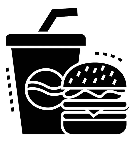 Hamburger Drinken Glyph Pictogram — Stockvector