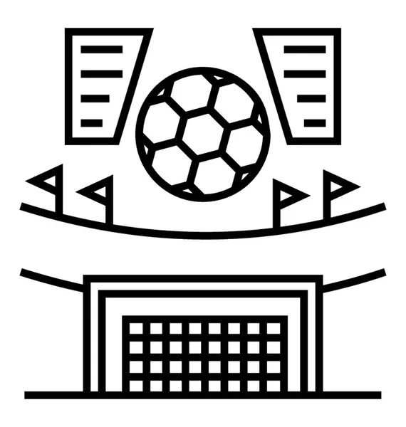 Γραμμή Εικονίδιο Σχεδιασμός Του Ποδοσφαίρου Arena — Διανυσματικό Αρχείο