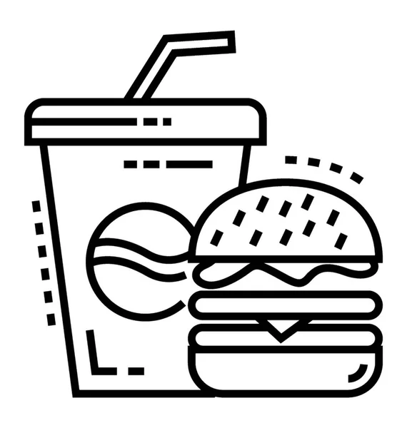 Hamburger Drinken Lijn Pictogram — Stockvector
