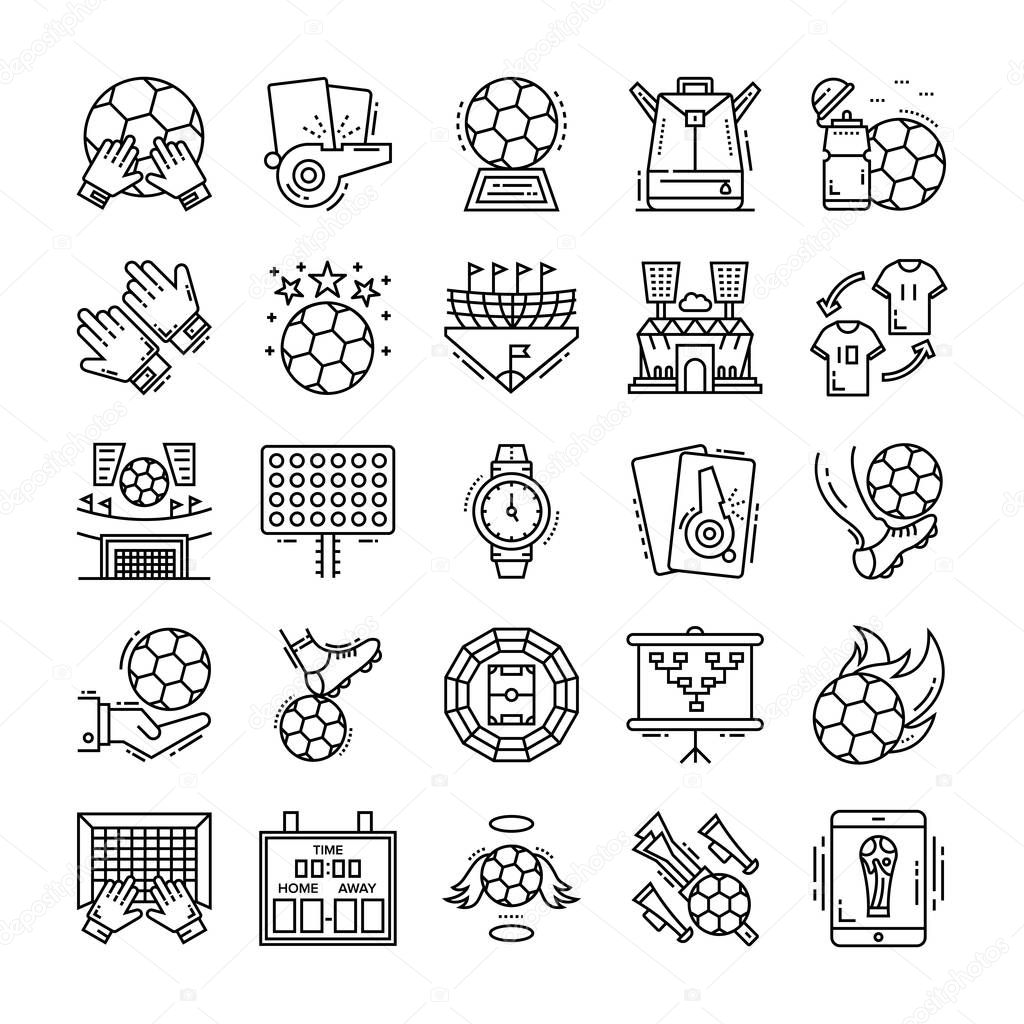 Football and Soccer Line Icons Set