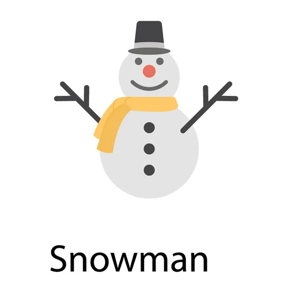 Snowman Flat Icon Vector — Stock Vector