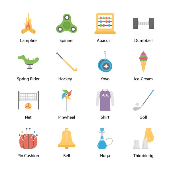 Interessi Hobby Flat Icons Pack — Vettoriale Stock