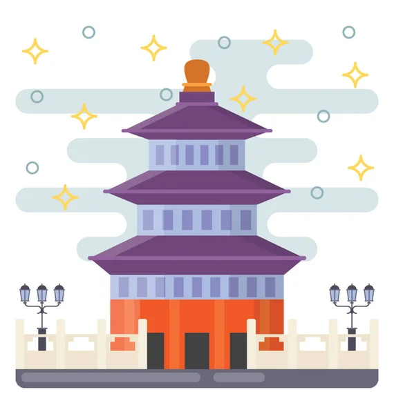Korejský Pagoda Ploché Ikony — Stockový vektor