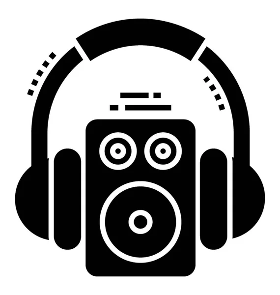 Escuchar Música Icono Vector Sólido — Vector de stock