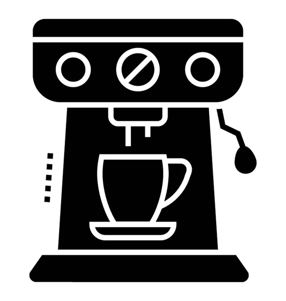 Coffee Machine Glyph Vector Icon — Stock Vector