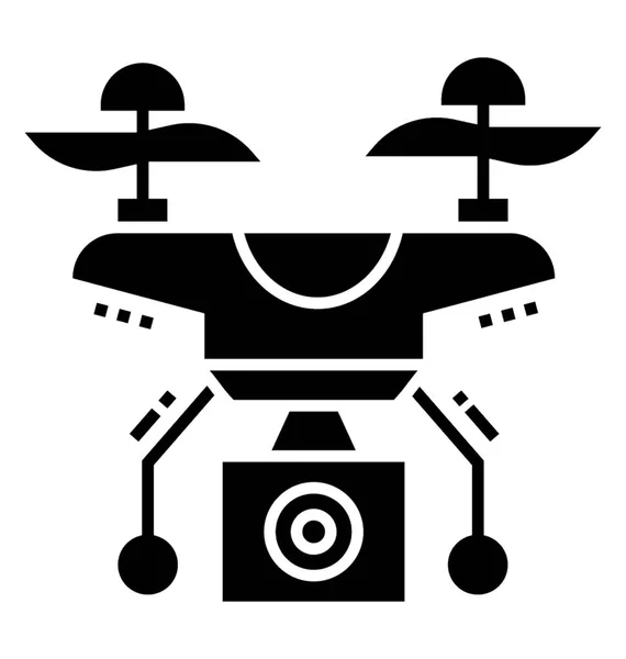 Drone Aparatu Glif Wektor Ikona — Wektor stockowy