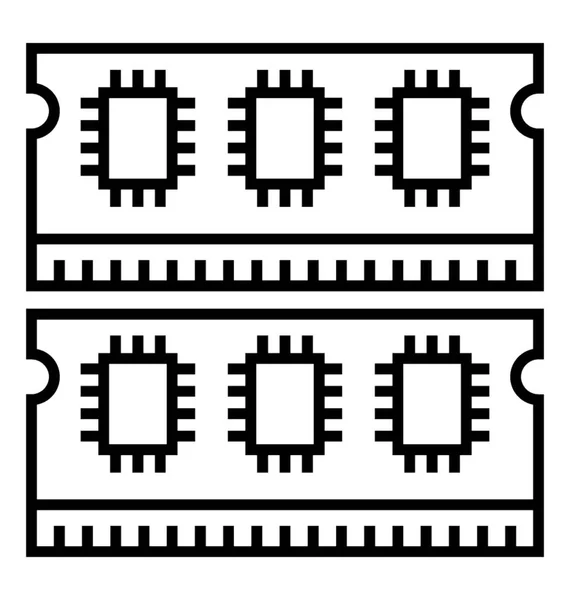 Microprocesseur Icône Vectorielle Ligne — Image vectorielle