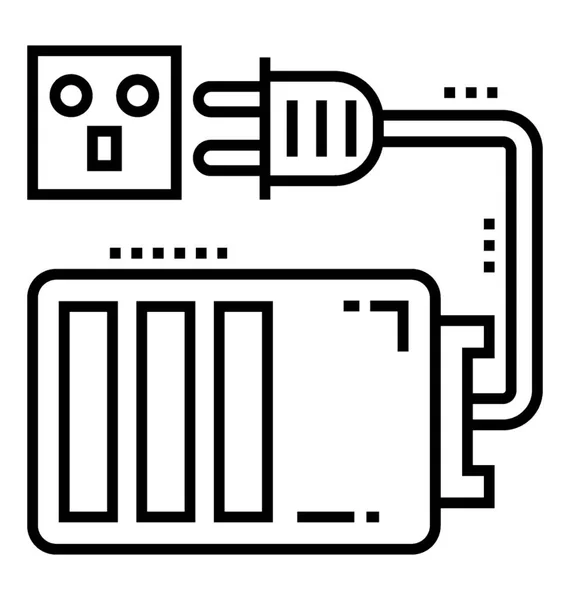 Cable Extensión Icono Vector Línea — Archivo Imágenes Vectoriales