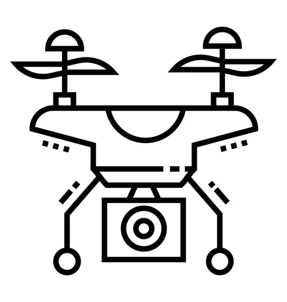 Drone Aparatu Linia Wektor Ikona — Wektor stockowy