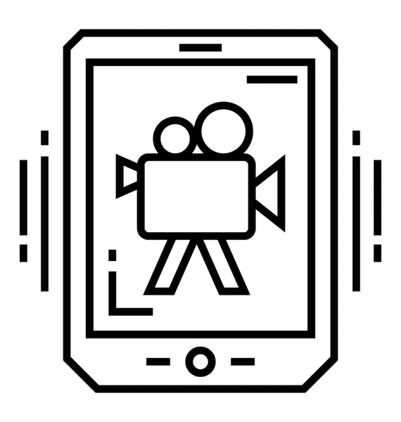 Smartphone Video Camera Line Vector Icon — Stock Vector