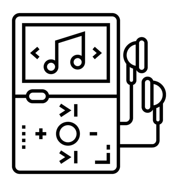 Ipod Con Auriculares Icono Del Dispositivo Música — Vector de stock