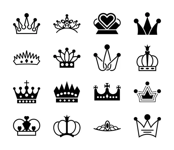 Corona Símbolos Elementos Iconos Pack — Archivo Imágenes Vectoriales