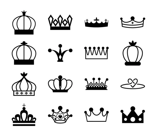 Pack Crown Symbols Elements — Stock Vector