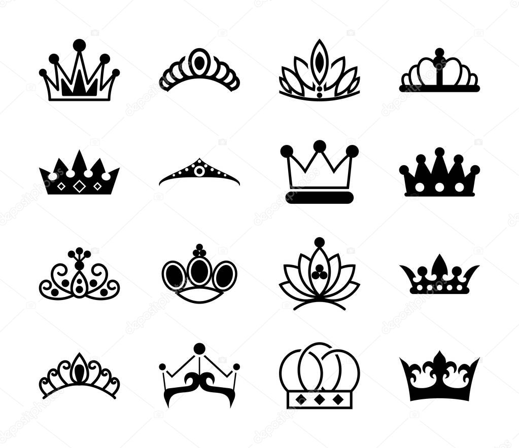 Crown Symbols Elements Set
