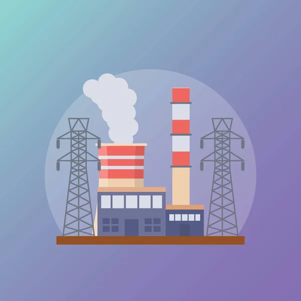 Utilidade Elétrica Ícone Plano Estação Grade —  Vetores de Stock