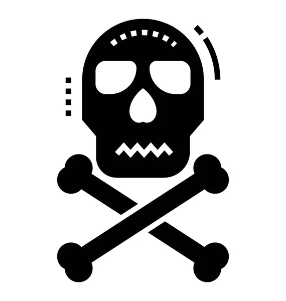 Jolly Roger Sólido Icono Diseño — Vector de stock