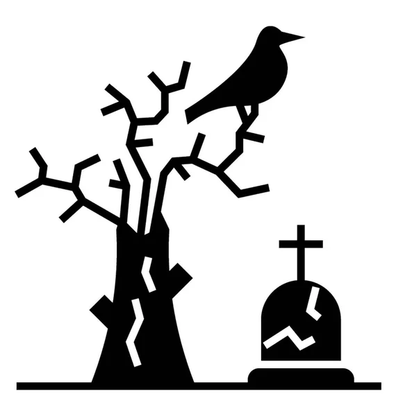 Scary Graveyard Glyph Icon Design — Stock Vector