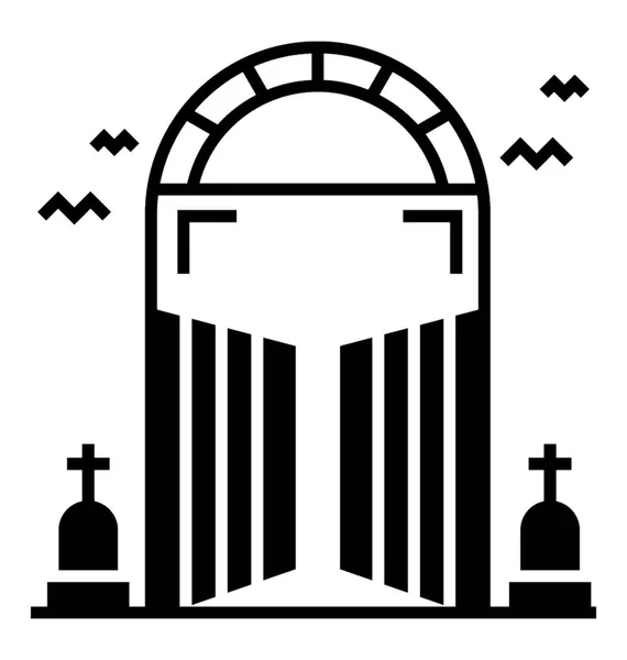 Porte Cimetière Icône Solide — Image vectorielle