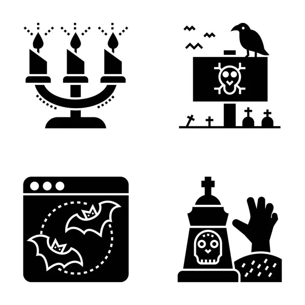Cadılar Bayramı Katı Icons Set — Stok Vektör