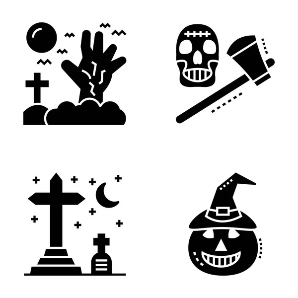 Sett Spooky Halloween Solid Icons – stockvektor