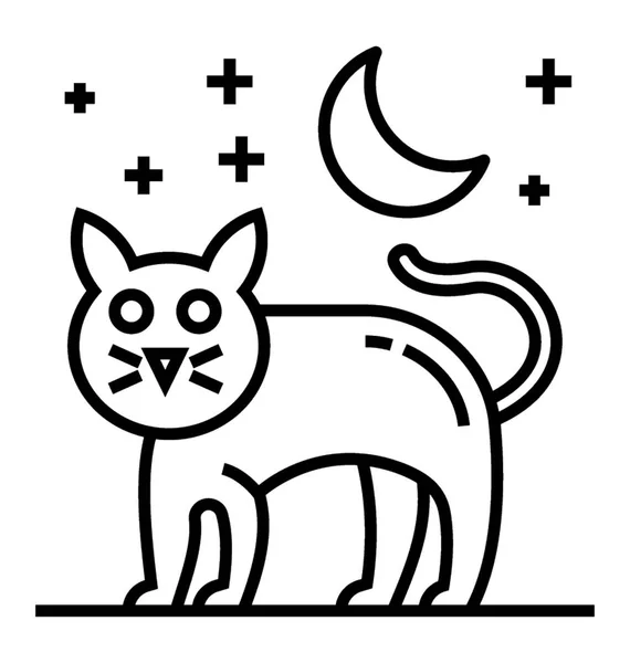 Halloween Kitty Linie Symboldesign Pechvogel Konzept Gruselige Katze — Stockvektor