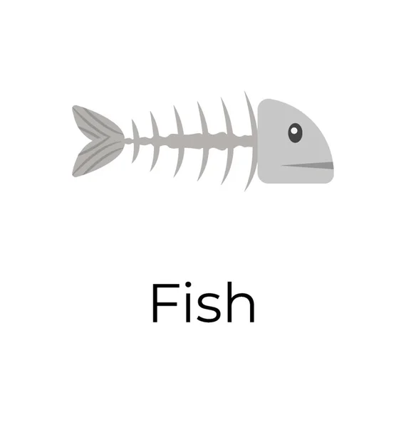 Риба Скелет Вектор Плоскої Значок — стоковий вектор